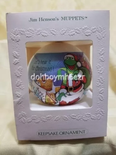 Hallmark 1981 Jim Henson's Muppets Kermit Miss Piggy Ball Christmas Ornament