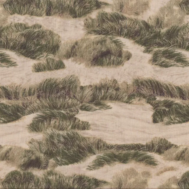 New Green Grass on Sand Dunes Beach Landscape Quilting Fabric 1/2 Metre