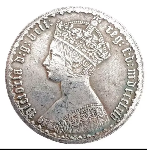 1864 Queen Victoria Gothic Florin Silver Coin – Beautiful