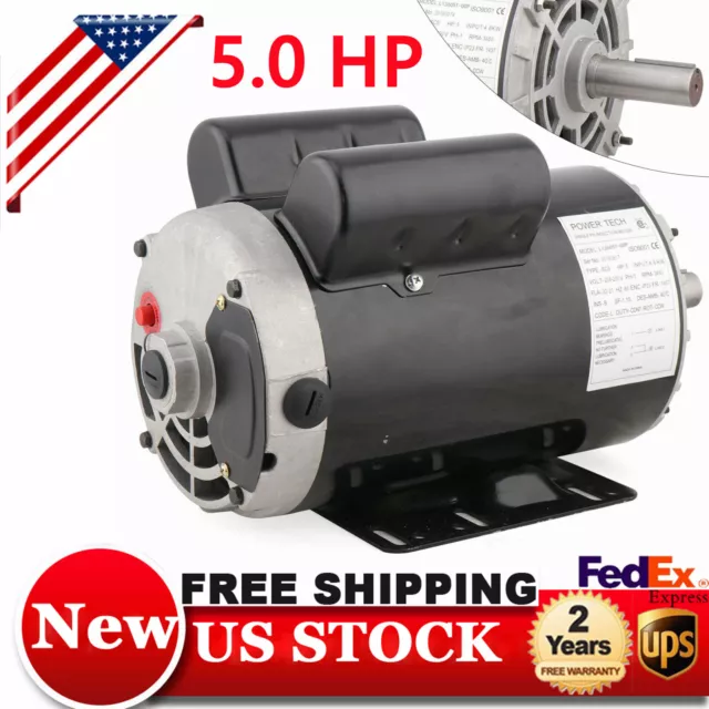 5 HP 7/8" Shaft Air Compressor Duty Electric Motor 3450 RPM Single Phase
