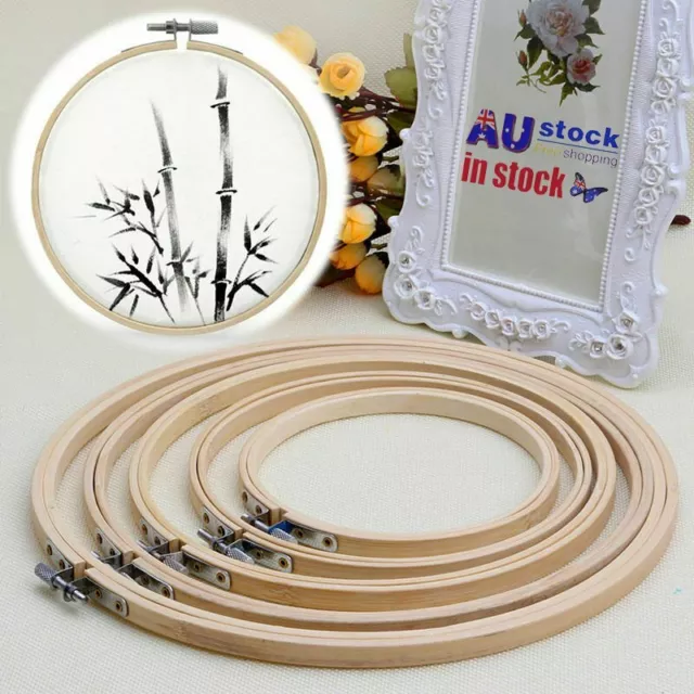 13-30cm Wooden Frame Cross Stitch Machine Embroidery Hoop Ring Bamboo Sewing New