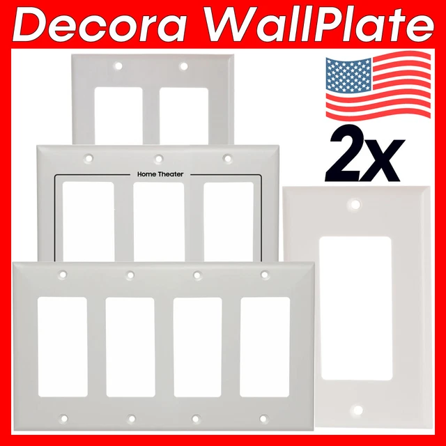 2 Pack Decora Wall Plate GFCI Device Standard Size Faceplate with Screws White