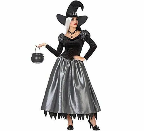 Costume Donna Halloween Carnevale Strega Grigia No Cappello