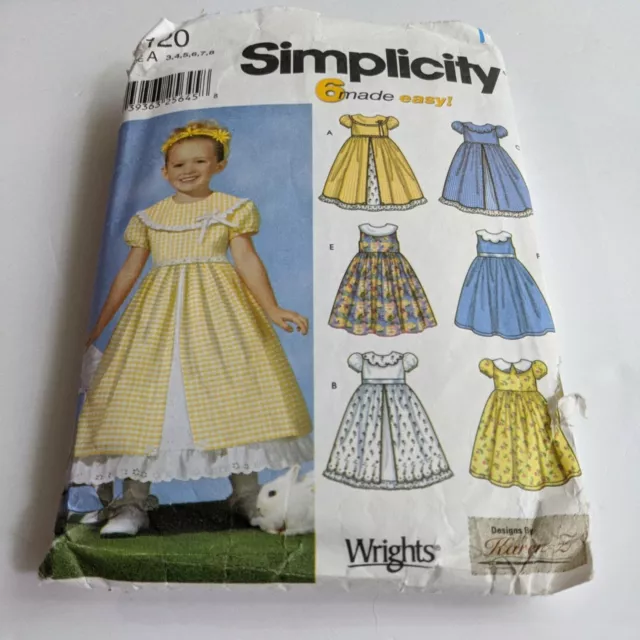 7120 SIMPLICITY Karen Z Child's Dress Collar Skirt Variations Size A 3 4 5 6 7 8