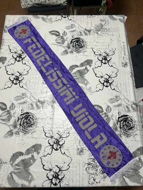 Écharpe Supporter Violette Fiorentina En Satin Imprimé – Vintage Années 90