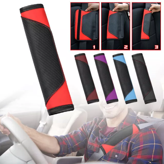 Car Seat Belt Cover Pads Car Safety Cushion Covers PU Leather Shoulder Strap Pad