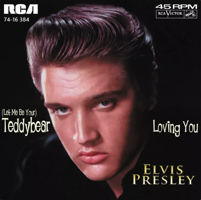 Repro Photo ELVIS PRESLEY Teddybear / Loving You 7" Single Cover Size 18x18cm
