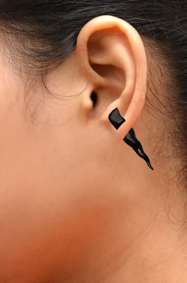 A Pair of Natural Black Wooden USA Ebony Faux Plugs Organic Wood Earrings EAR25