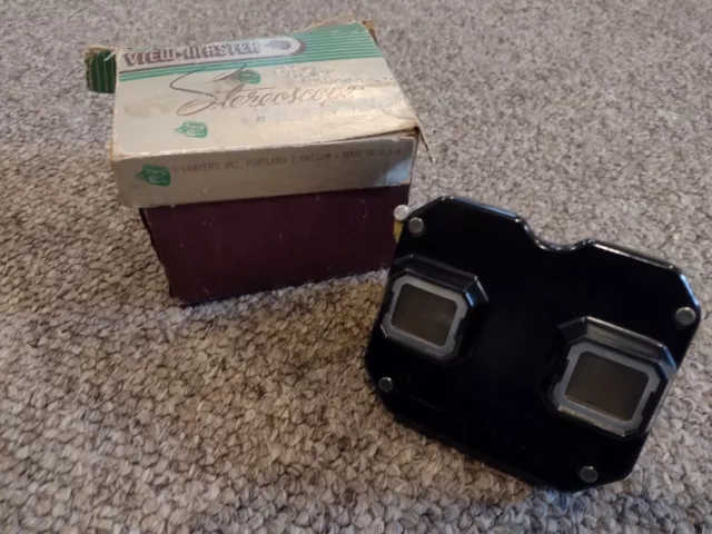 Vintage Sawyers View-Master 3D Viewer Black Original 1950s - WITH BOX -18 discs
