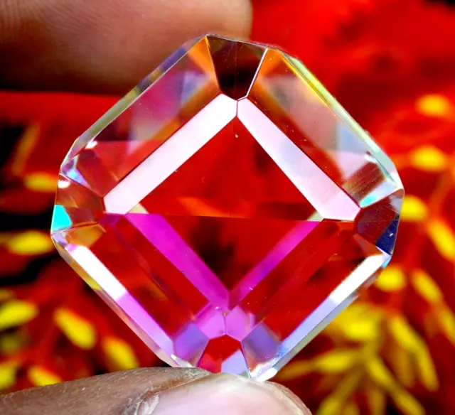 111+ Ct Natural Mystic Topaz Rainbow Color Cube  Cut Certified Gemstone 3