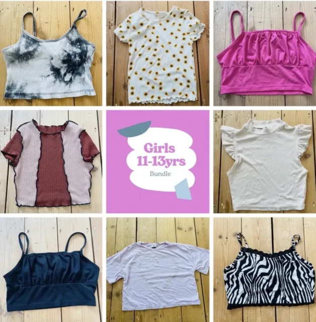 Girls bundle age 10–12 years new look short sleeeve crop top t-shirt 146cm - 152