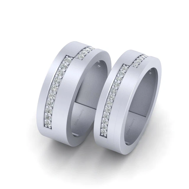 Imitation Diamant Assorti Mariage Ensemble Anneau pour Lui Elle Promesse Couple
