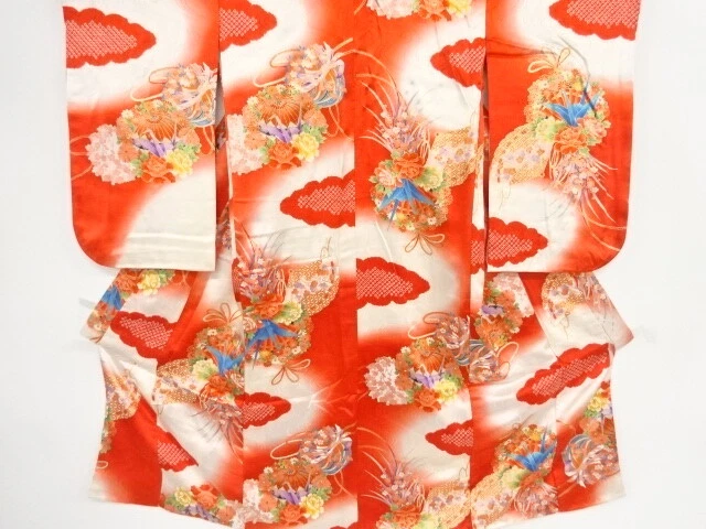 98718# Japanese Kimono / Kimono For Girls / Shibori / Origami Cranes & Flowr