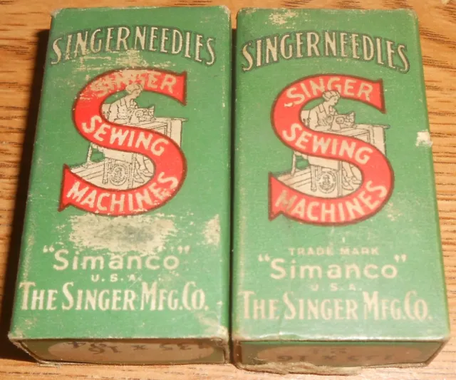 De colección 2 cajas agujas Singer Simanco, 135x16