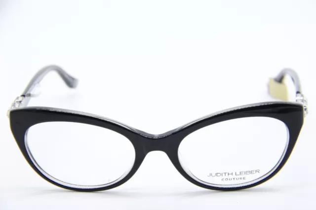 New Judith Leiber Couture Supernova Jet Black Silver Authentic Eyeglasses 52-19 2