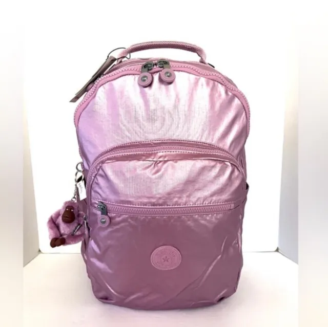 Kipling SEOUL Large 15”Laptop Backpack Berry/Purple Metallic NEW