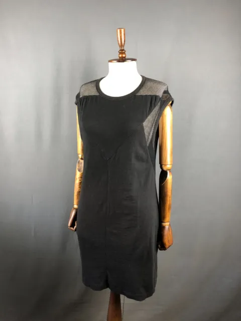 T Alexander Wang Sleeveless Mesh Combo Dress Cotton Women Size M Black