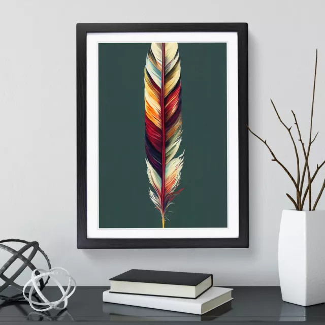 Colourful Feather No.1 Wall Art Print Framed Canvas Picture Poster Decor 3