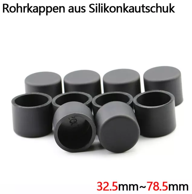 Schwarz Silikon Gummi Kappe Rund Rohrkappen Endkappen Lochkappen Ø32.5mm~78.5mm