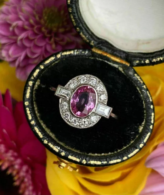 2.8Ct Red Ruby Art Deco Style Old European Engagement 14K White Gold Filled Ring