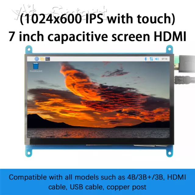 Touch screen 7" TN/IPS HDMI LCD 1024*600 per Raspberry Pi / BB nero / banana pi