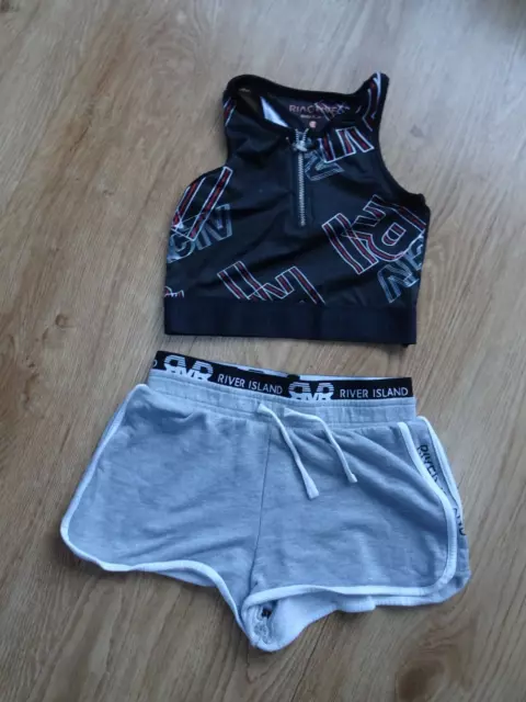 RIVER ISLAND girls shorts & crop top set AGE 9 - 10 YEARS excellent