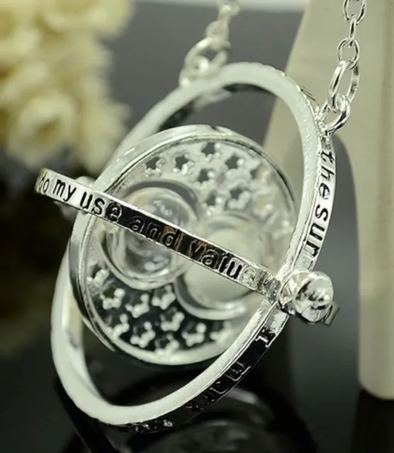 Harry Potter Silver Time Turner Pendant Disney Jewelry Witch Craft Occult Retro