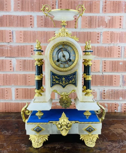 Antique French Louis XVI Portico Mantel Clock Chiming 8 Day by Louis Brocot 1870