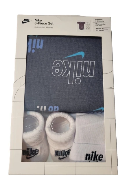 Nike Baby Newborn Boy 3 Piece Set Blue & White 0-6 Months FREE SHIP $30