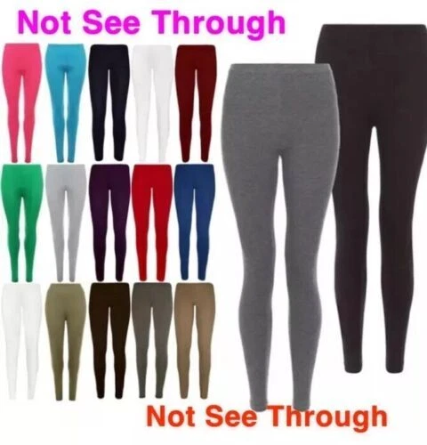 Leggings A Lunghezza Intera In Cotone Bambini Bambini Età 1-13 Neri + Colori