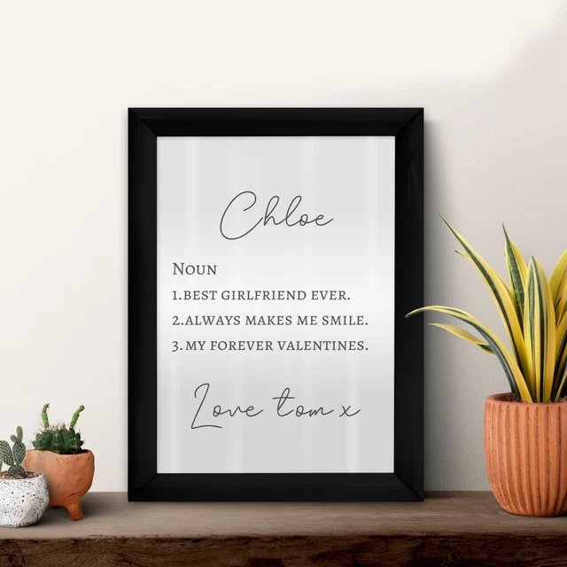 Personalised Girlfriend - Noun - A4 Metal Sign Print - Frame Options Available