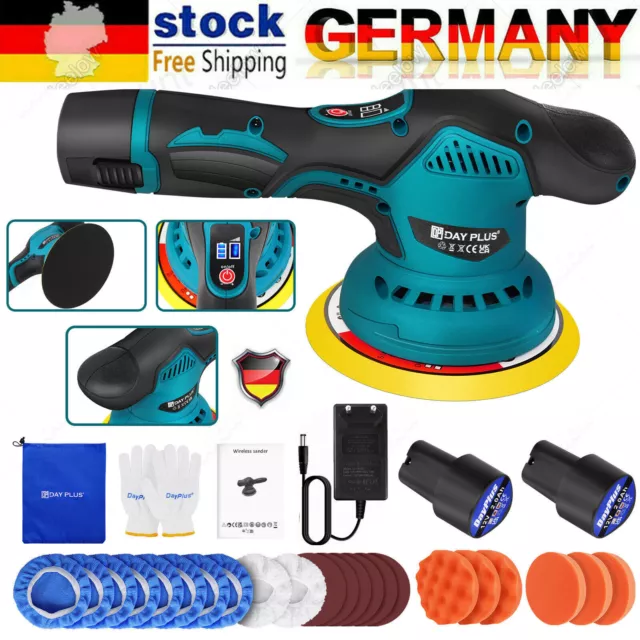 12V Akku Profi Poliermaschine Polierer mit 2x Batterie Auto Schleifmaschine Tool