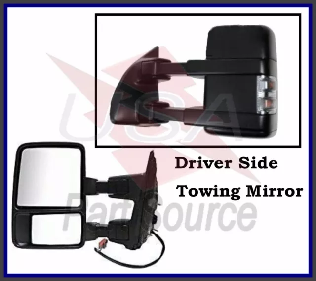 Driver Side Mirror for Ford F250 F350 F450 Power Heated Towing w/ Signal Clear