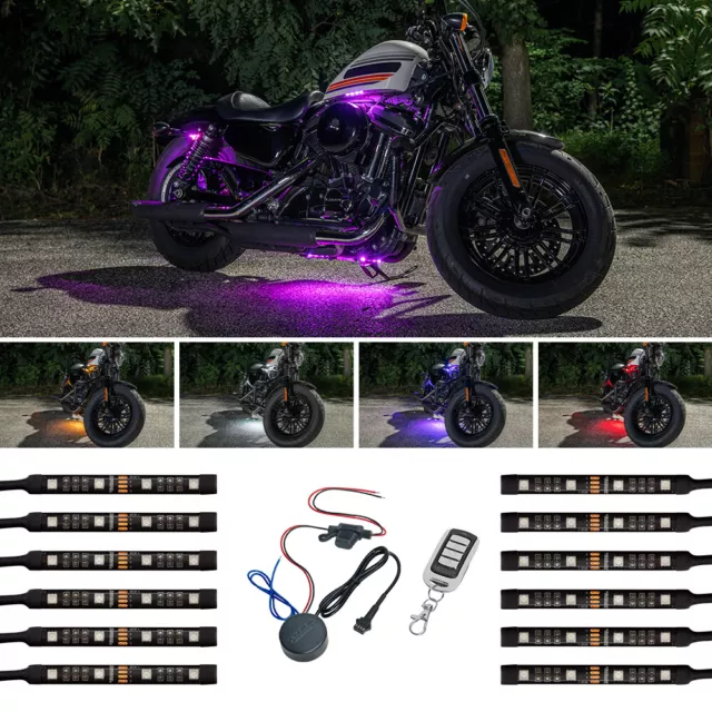 LEDGlow 12pc Advanced Million Color Mini LED Motorcycle Accent Neon Light Kit