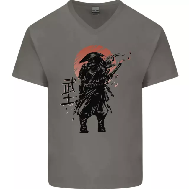 T-shirt da uomo Samurai Sun MMA Warrior collo a V cotone