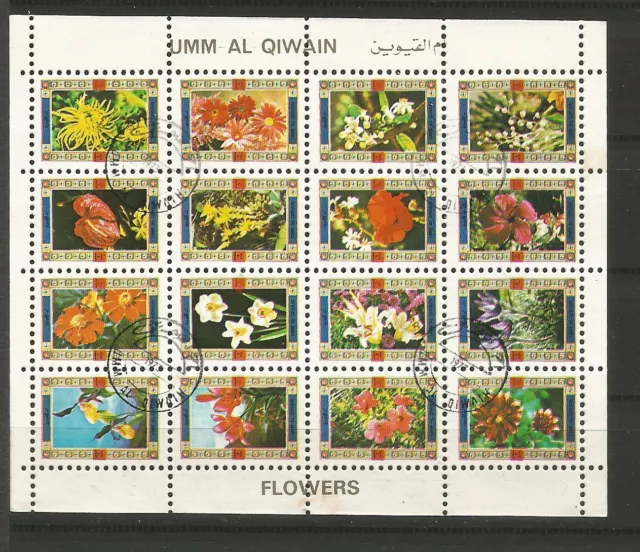 Um Al Qiwain Émirats arabes unis les fleurs 16 timbres oblitérés /TR5954