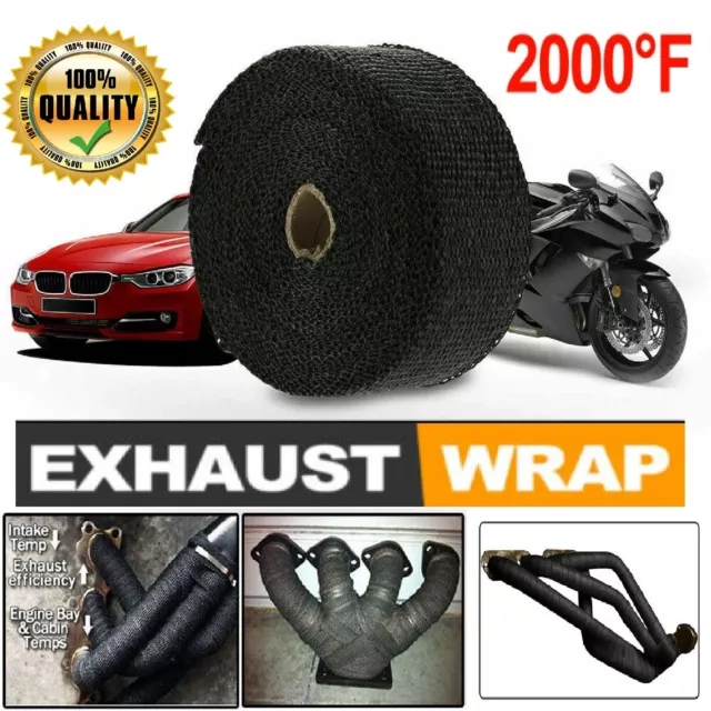 15M Exhaust Wrap Titanium Tape Heat Resistant Motorcycle Car 2000F ROLL Header