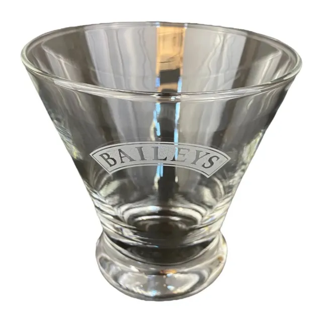 Vintage Etched Baileys Irish Cream Logo Cocktail Glass Clear Glass 4" EUC