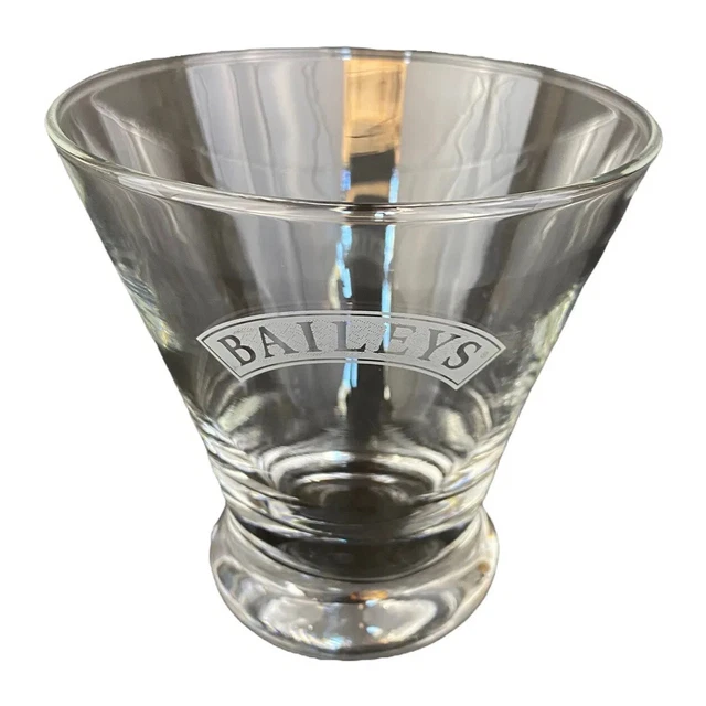 Vintage Etched Baileys Irish Cream Logo Cocktail Glass Clear Glass 4" EUC