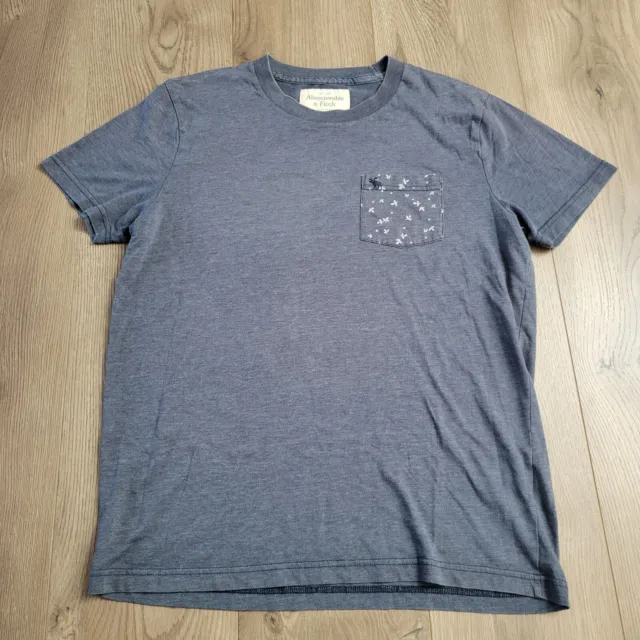 ABERCROMBIE AND FITCH Shirt Mens Large Blue Casual Pocket Tee ...