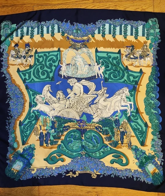 Foulard Carré Louis Féraud En Soie - 82x82 Cm Bords Roulottés - Occasion Très Bon état