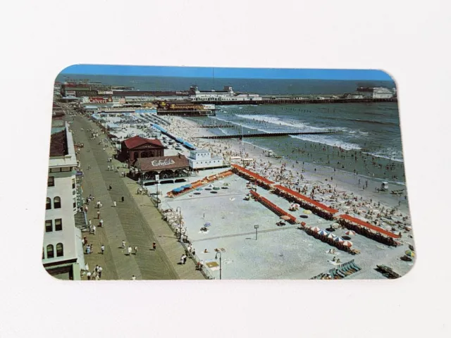 ATLANTIC CITY, NJ New Jersey  BIRD'S EYE VIEW of BOARDWALK & BEACH 1951 Postcard
