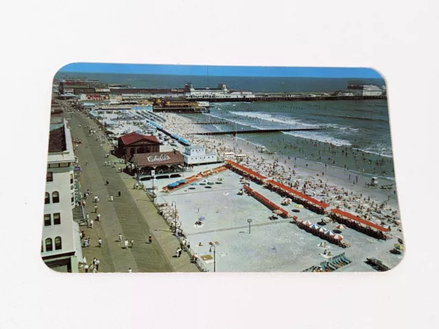 ATLANTIC CITY, NJ New Jersey  BIRD'S EYE VIEW of BOARDWALK & BEACH 1951 Postcard