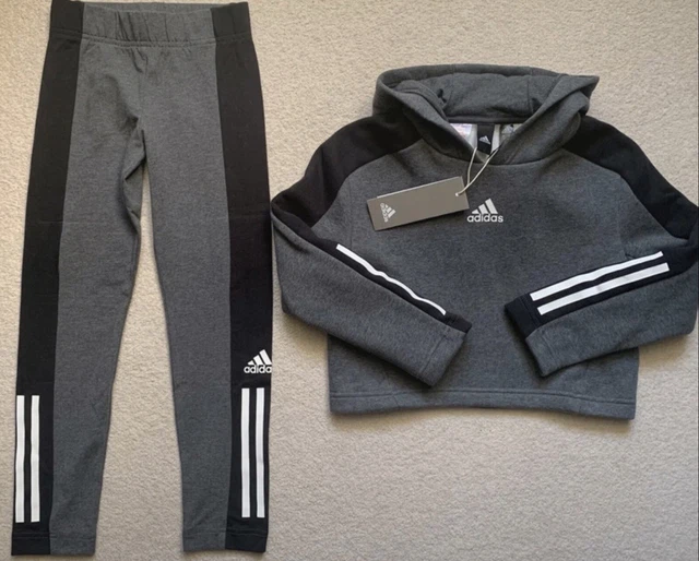 Felpa/leggings con cappuccio per ragazze Adidas. 100% autentico. Età 12-13