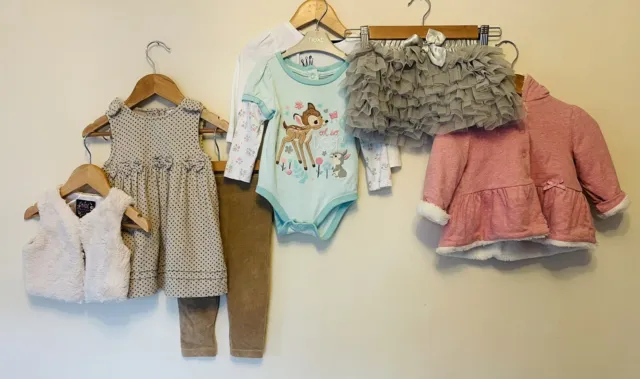 7 Items Baby Girls Bundle Age 9 - 12 Months Disney Store M&Co Eu Size 80cm Dress
