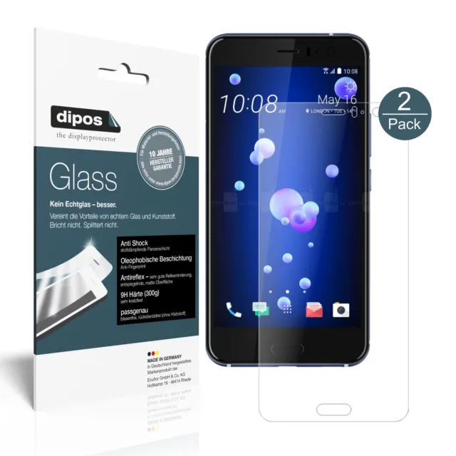 1+1x Schutzfolie für HTC U11 matt - Anti-Shock 9H Folie dipos Glass Displayfolie