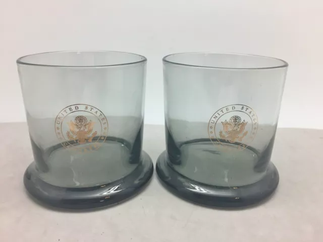 United States Congress Gold Seal Barware Drink Glass Set 2 Smoky Rocks Cocktail