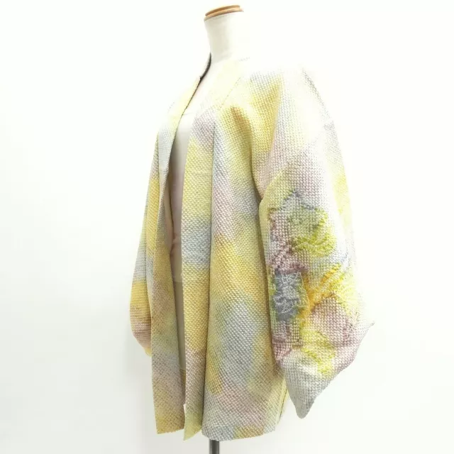 9220E2 Silk Vintage Japanese Kimono Haori Jacket Full Shibori Flower Branch