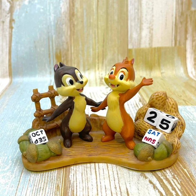 CHIP AND DALE Perpetual Calendar Peanuts Acorn Figure Pottery Disney