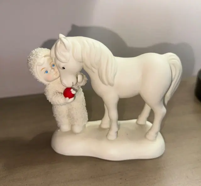 Dept 56 SNOWBABIES You're the Apple of my Eye Baby & Horse Figurine